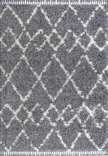 Miniatura 3 de Eyely RCM102A-28 Mercer SHAG - Alfombra de pasillo para interiores con borlas, marroquí, tribal, geométrica, enrejado, contemporánea; bohemio, Azul
