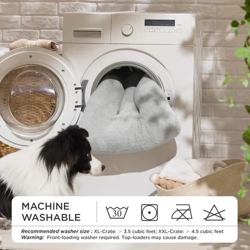 Miniatura 4 de Bedsure - Cama XXL lavable para perros para jaula, almohada gigante de felpa suave para mascotas, cojín para cama de perrera con base Gris