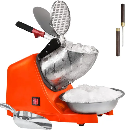 Máquina eléctrica de hielo afeitado, con picahielo y cuchara, 3 cuchillas de máquina eléctrica de cono de nieve (300 W, 2200 r/min), máquina de