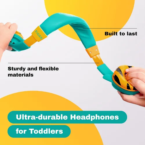 Miniatura 2 de Auriculares con cable Kidrox para niños pequeños de 1 a 7 años — Auriculares para bebés con volumen limitado de 85 dB para viajes en avión y Turquesa