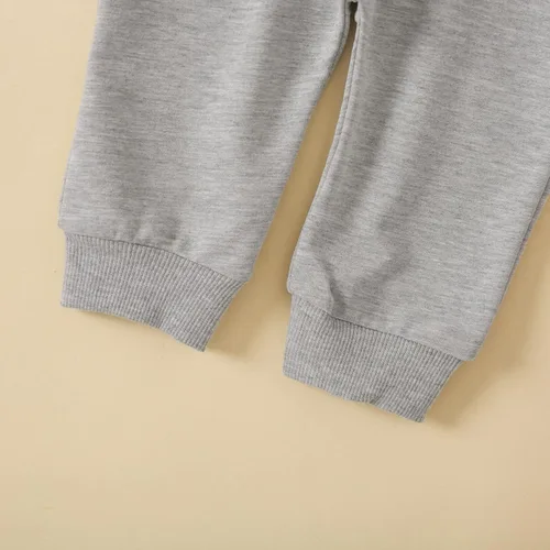 Miniatura 34 de Conjunto de 2 piezas de sudadera de manga larga con cuello redondo y pantalones casuales para bebés y niños pequeños