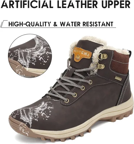 Miniatura 2 de Botas de senderismo para mujer y hombre, forro cálido, botas de nieve para exteriores, antideslizantes, resistentes al agua