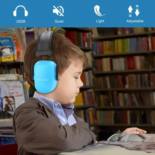 Miniatura 6 de ProCase SNR - Protección de oídos para niños, audífonos con cancelación de ruido de 29 dB para niños con autismo, reducción de ruido a prueba de Azul