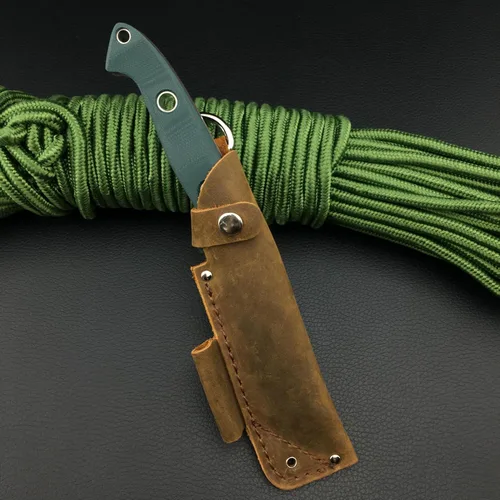 Miniatura 7 de HUAAO Cuchillo de hoja fija de 9.1 pulgadas con funda, cuchillos de caza al aire libre con hoja 7Cr17Mov de 3.9 pulgadas, mango verde G10, cuchillo