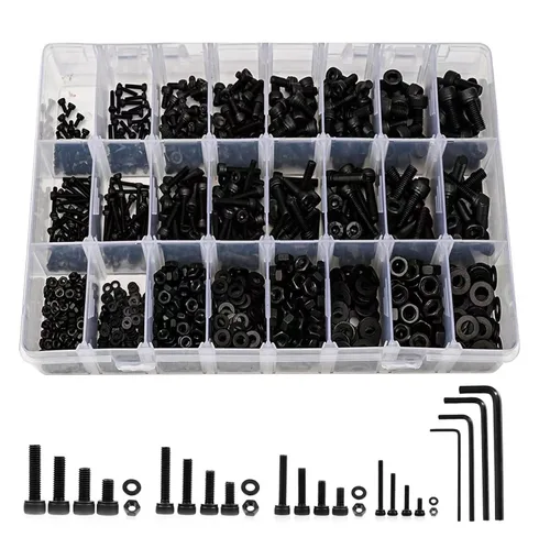Miniatura 8 de Kit surtido de tornillos M2 de 1080 piezas, tornillos M2 M2x4/6/8/10/12/16/20/0.984 in, tornillos M2 de cabeza de botón hexagonal métrica de acero