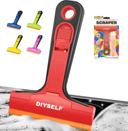 Miniatura 15 de DIYSELF Rascador de Cuchilla de Afeitar, 1 Paquete de Herramienta Rascadora con 10 Piezas de Cuchillas de 4 Pulgadas, Rascador de Cuchilla