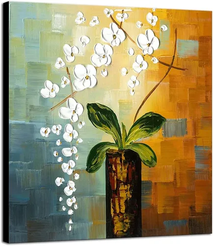 Pintura 100% hecha a mano "Beauty of Life" de Wieco Art, para decoración de paredes, pintura al óleo sobre, diseño floral Galería envuelta