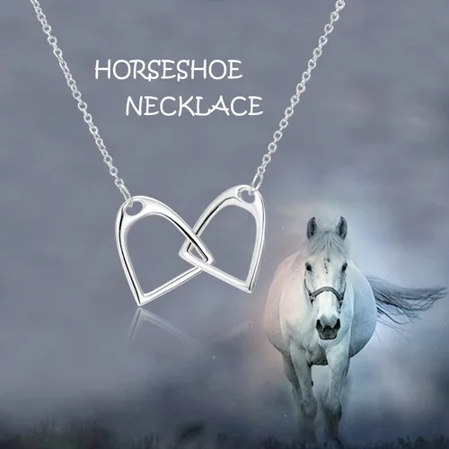 Miniatura 2 de YFN collar Lariat con estribos de caballo dobles, de plata esterlina 925