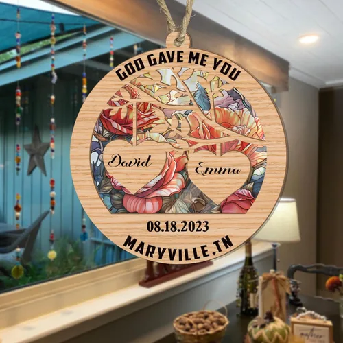 Miniatura 6 de V VIBEPY Impreso en toda la superficie, sin vidrio real, adornos personalizados para parejas, adornos de 3.5 pulgadas, 2 capas, decoraciones