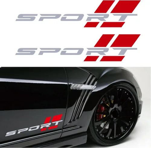 Para 2 unidades de 16 pulgadas mate rojo plateado deporte carta logotipo etiqueta etiqueta adhesiva apto para la mayoría de coches