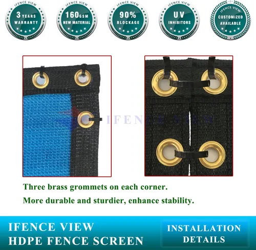 Miniatura 5 de Ifenceview - Paneles de malla para valla de privacidad, 8 x 3 pies a 8 x 50 pies, color azul, para construcción, patio, entrada, jardín, pérgola