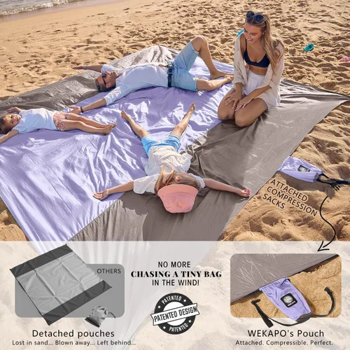 Miniatura 3 de WEKAPO Manta de Playa Resistente a la Arena e Impermeable, Alfombrilla de Playa Extra Grande, Alfombrilla Sin Arena de Tamaño Grande y Compacta
