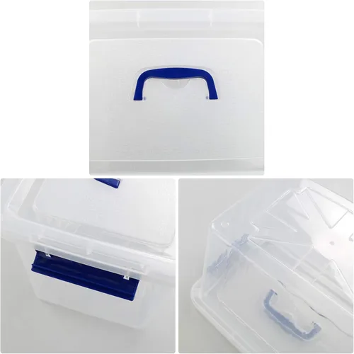 Miniatura 2 de Caja de almacenamiento de plástico transparente de 10 L, caja de almacenamiento con asa, paquete de 6