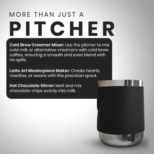 Miniatura 8 de Rattleware - Jarra Macchiato sin mango de 12 onzas, funda de silicona Control de arte latte sin mango