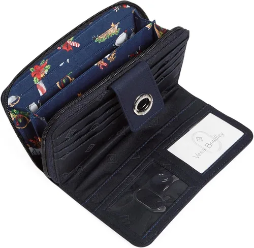 Miniatura 2 de Vera Bradley Cartera de algodón Turnlock para mujer con protección RFID