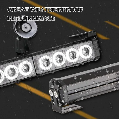 Miniatura 5 de Luces de emergencia rojas y blancas de 32 pulgadas para vehículos, 28 LED, luces de asesor de tráfico, luz de advertencia para parabrisas de Rojo