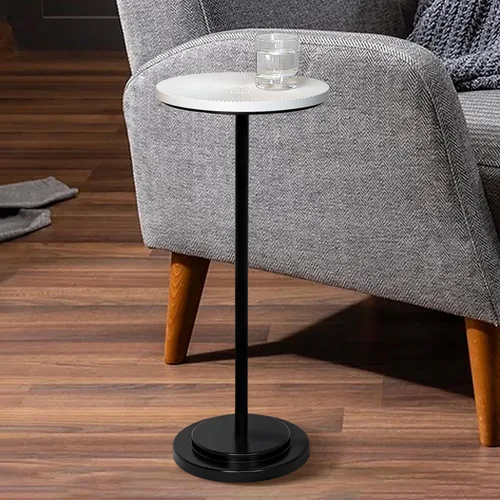 Miniatura 16 de COVLON Mesa de bebidas, mesa de Martini tallada, mesa auxiliar pequeña, mesa de pedestal con base pesada para sala de estar, dormitorio, espacio