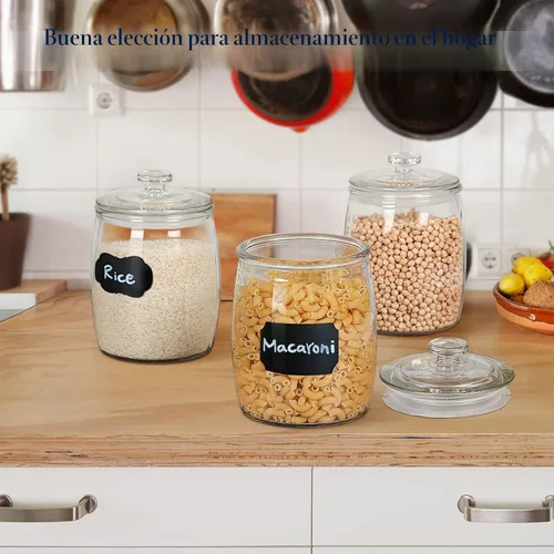 Miniatura 4 de Ritayedet Tarros de vidrio de medio galón con tapa, juego de 2 tarros de galletas de boca ancha, tarro de boticario para dulces, recipientes