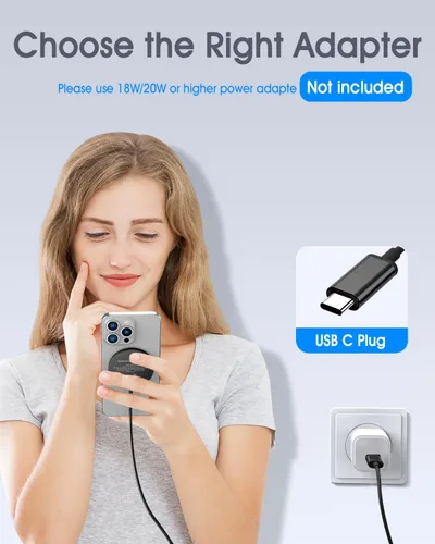 Miniatura 5 de WRVVR Paquete de 2 cargadores magnéticos para Apple Mag-Safe, cargador inalámbrico magnético para iPhone 17/17 Pro/17 Pro Max/Air/16 15 14 13 12 Pro
