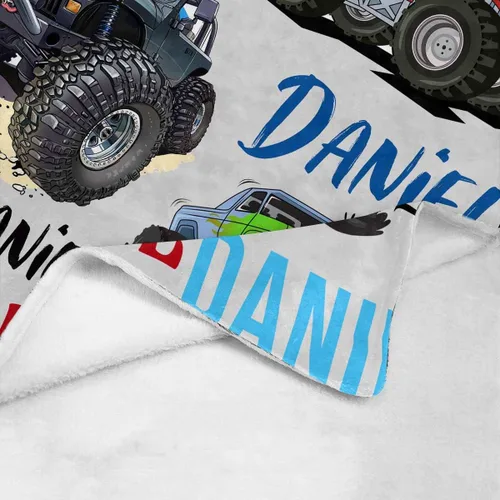 Miniatura 5 de Manta personalizada de camión para niños, manta personalizada para automóvil con nombre, manta suave de dibujos animados para regalo de Navidad
