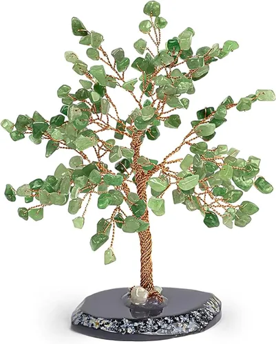KARMA AND LUCK, Luck & Success, Árbol de la Vida de Cristal de Jade Real Feng Shui para Decoración del Hogar, Envuelto en Alambre de Cobre sobre