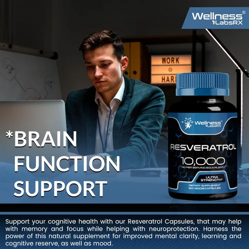 Miniatura 8 de WELLNESS LABSRX Suplemento de resveratrol de 1000 mg, 120 cápsulas (suministro de 60 días), trans-resveratrol de alta pureza ultra fuerte para un