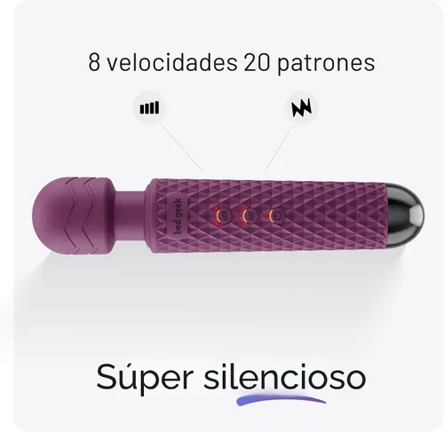 Miniatura 2 de Bed Geek - Masajeador personal de varita con nueva función de memoria, portátil, inalámbrico, impermeable, puerto USB para recarga, masaje de 20