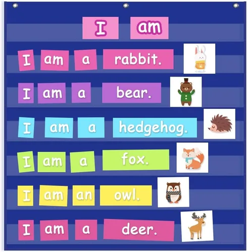 Miniatura 12 de PreK-12 - Tabla de bolsillo estándar para centros de aula, palabras de pared para aula, suministros de enseñanza en casa (azul)