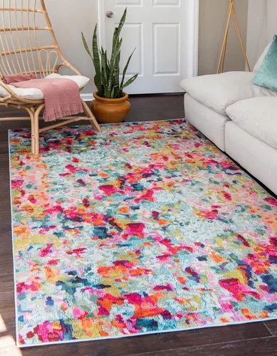 Miniatura 11 de Unique Loom Chromatic Collection Alfombra de Área - Champagne (2' 2" x 6' Runner, Azul Claro/Azul)