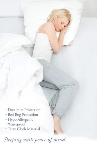 Miniatura 2 de Protector de colchón impermeable de rizo antialérgenos, blanco, individual