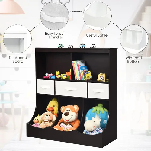 Miniatura 7 de HONEY JOY Organizador de almacenamiento de juguetes para niños con estantería, armario de almacenamiento de organización de 8 compartimentos