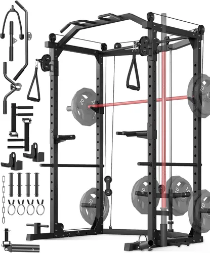 Miniatura 10 de GarveeLife Power Cage, Multi-Functional Power Racks for Home Gym with Cable Crossover System, 1600 LBS Weight Capacity Fitness Squat Rack for