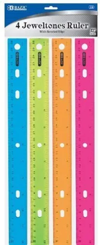 Bazic – Regla de colores, tonos de joyas, varios colores Paquete de 10 Azul/Verde/Púrpura/Rojo