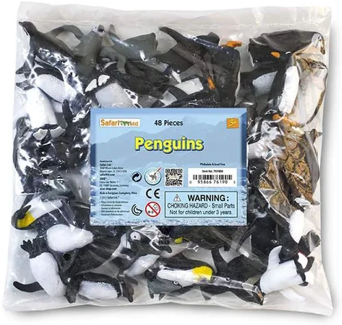 Safari Ltd. Penguins - Bolsa a granel – Juego de pingüinos de juguete en miniatura – Colección de 48 piezas para niños, niñas y niños a partir de 3