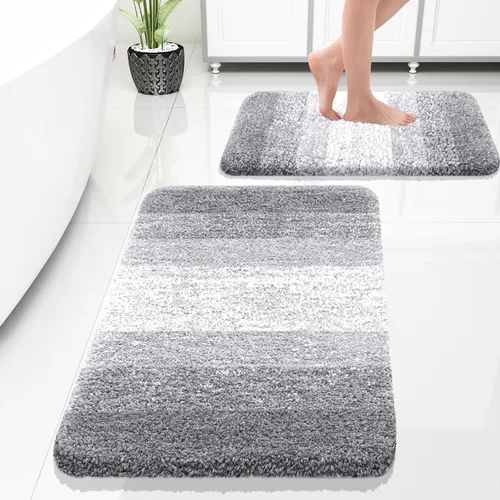 Miniatura 38 de OLANLY Juego de 2 alfombras de baño de microfibra suave y absorbente, antideslizantes, se pueden lavar y secar a máquina, alfombras de baño peludas