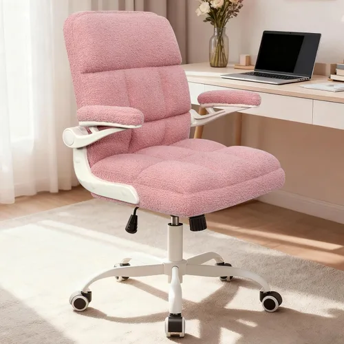Miniatura 9 de Silla de oficina con ruedas, silla ergonómica para computadora de oficina en casa con reposabrazos abatibles, silla de escritorio ajustable