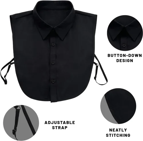Miniatura 2 de Joyci Collar falso de negocios para hombre de algodón puro Dickey Collar Color sólido
