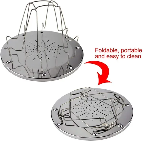 Miniatura 4 de Tostadora de campamento de acero inoxidable – Tostadora plegable portátil de 4 rebanadas – Incluye clip de pan para barbacoa – Tostadora de estufa
