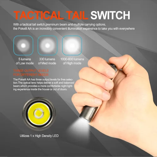 Miniatura 3 de ACEBEAM Pokelit AA Mini linterna recargable con clip, linterna EDC de bolsillo de 1000 lúmenes altos, linterna pequeña súper brillante, linterna LED