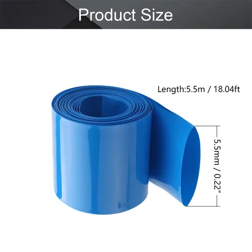 Miniatura 2 de Othmro Kit de tubos termorretráctiles de batería de 18.04 pies, tubo termorretráctil de PVC de aislamiento de ancho de 2.17 pulgadas, tubo de Azul