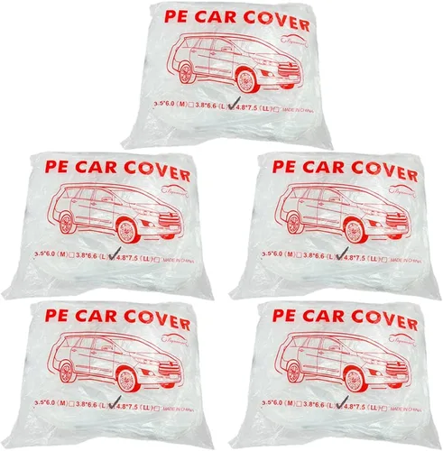 Miniatura 2 de LuliKa Paquete de 3 fundas desechables de plástico transparente para automóvil, cubierta universal de lluvia y polvo para garaje con banda elástica