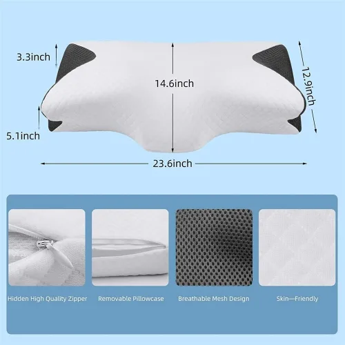 Miniatura 4 de Almohada cervical de espuma viscoelástica Almohada para dormir contra el dolor de cuello, almohada ergonómica reductora de presión para dormir