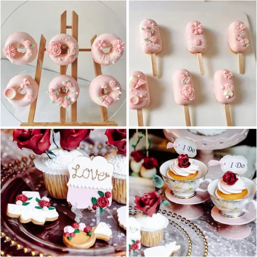 Miniatura 4 de Mujiang Moldes de silicona con diseño de margaritas de rosas, moldes para decoración de tartas, orquídeas y flores, juego de 4