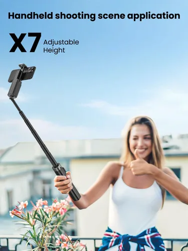 Miniatura 4 de AOCHUAN Trípode de seguimiento automático de rostros, con control de gestos para iPhone, poste extensible, palo selfie giratorio de 360°, control