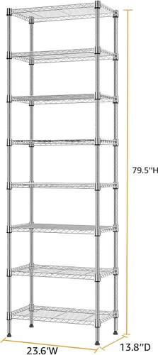 Miniatura 3 de MZG - Estantería de alambre de metal de 8 niveles y 2000 libras, organizador de almacenamiento para lavandería, baño, cocina, despensa, cromado