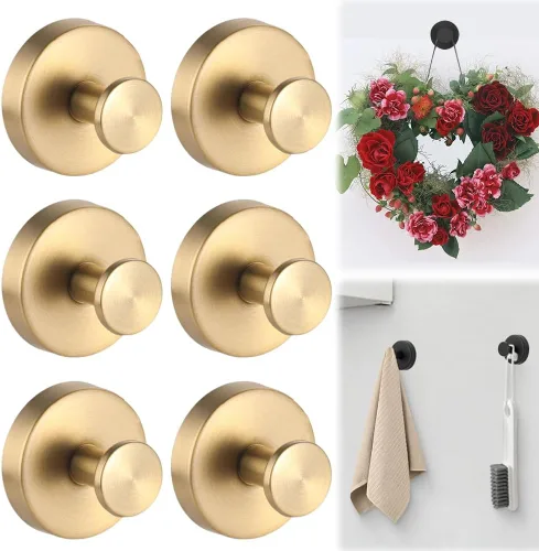 Miniatura 14 de Ganchos de ventosa para coronas en vidrio, ganchos sin taladro, colgador de corona para puerta delantera, ganchos de metal para toallas para Dorado