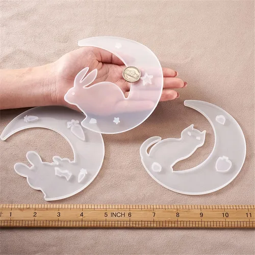 Miniatura 4 de Craftdady 8 moldes de silicona de luna creciente para animales, conejo, delfín, gato, ardilla, caballo, caballito de mar, moldes de fundición