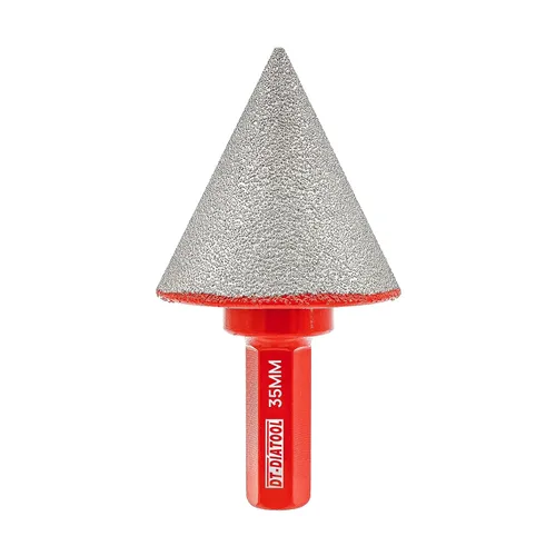 DT-DIATOOL - Brocas biseladas de diamante - Broca de corona de diamante de 1-3/8 pulgadas con vástago hexagonal para agrandar, recortar, dar forma y