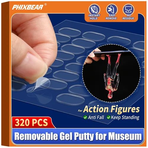 PHIXBEAR 320 piezas de masilla adhesiva de gel removible para figuras de acción de museo, puntos adhesivos de masilla antisísmica transparente,