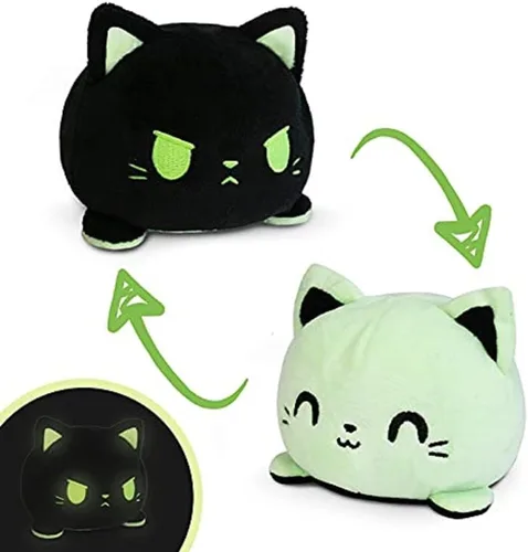 Miniatura 9 de TeeTurtle - El peluche reversible original de gato - Gaticornio arcoíris + Tabby gris - Adorables animales de peluche sensoriales que muestran tu